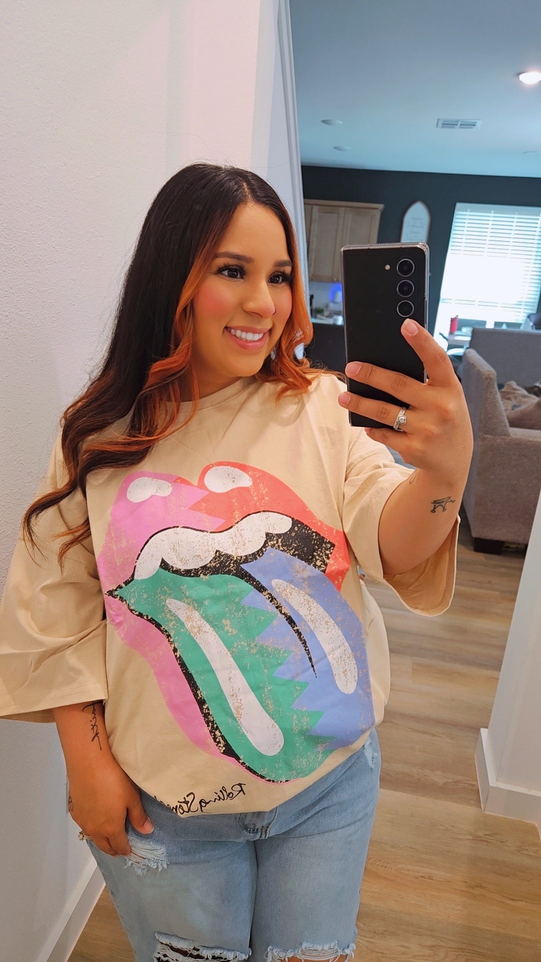 Tan RS oversized graphic